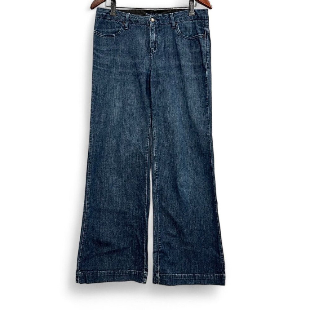 Simply Vera Wash Jeans Women 8 Blue Wide Leg Dark Wash Mid Rise Denim Casual